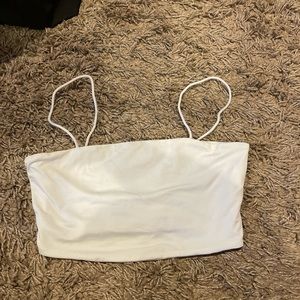 small white crop top with spaghetti straps